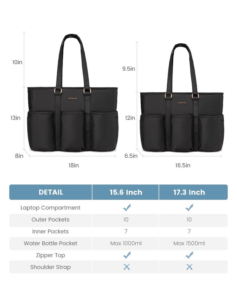LOVEVOOK 17 Inch Laptop Tote Bag for Women Work, Teacher Tote Bag Nurse Bag, Professional Utility Computer Bag For Work/Travel/College/Daily, Large Purse Handbag With Trolley Sleeve & Large Cup Holder - Image 5