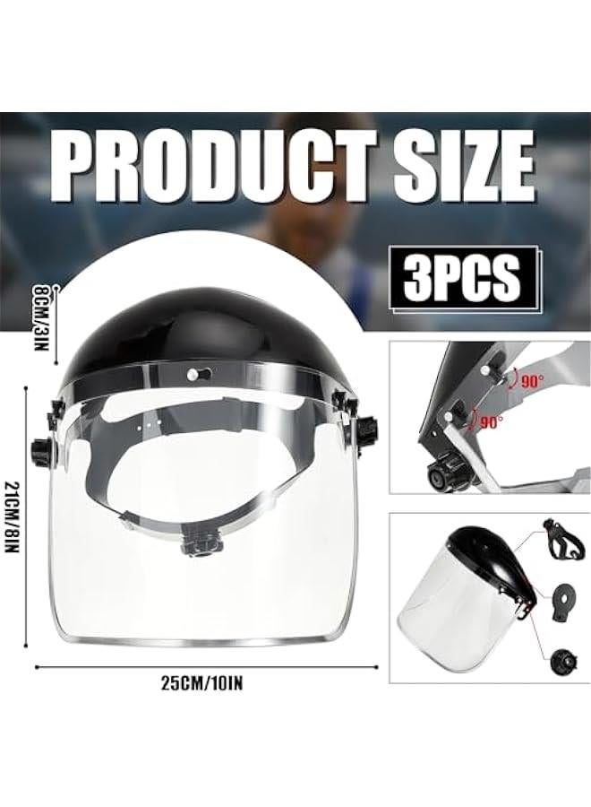 Arabest 3 Pack Safety Face Mask Shield for Grinding Clear Full Face Impact Resistant Safety Faceshield PET Full Impact Resistant Mask Shield for Work Construction Cutting  - Image 2
