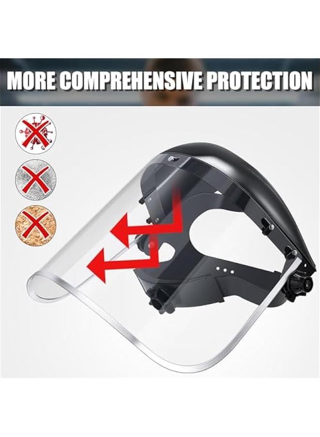 Arabest 3 Pack Safety Face Mask Shield for Grinding Clear Full Face Impact Resistant Safety Faceshield PET Full Impact Resistant Mask Shield for Work Construction Cutting  - Image 4