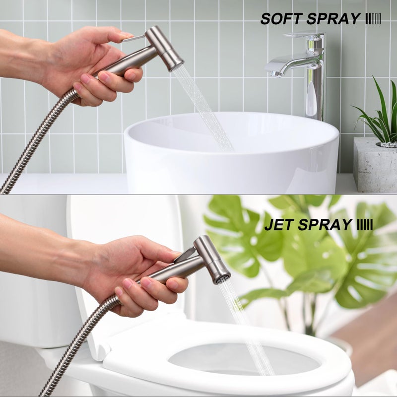 Hqjun Spray  Multifunctional Hand-Held Bidet Spray  Bathroom Diaper Shower  Hose And Accessories - Bidet Hand-Held Toilet Sprinkler With Dual Spray Function(Silvery) - Image 4