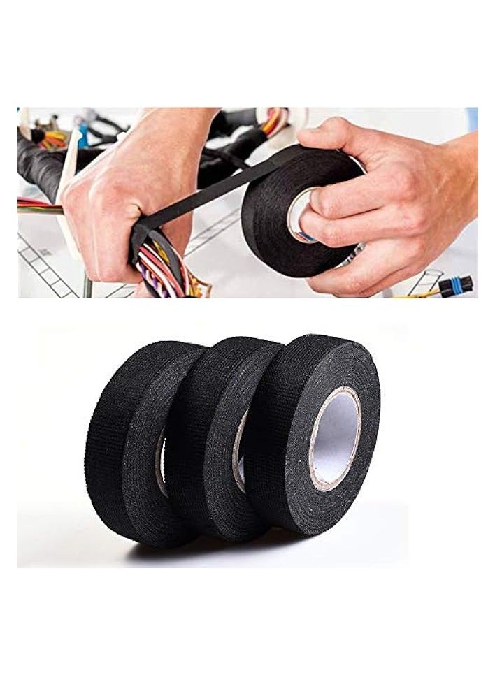 erorex 3 PCS Harness Wiring Friction Tape, Black Adhesive Fabric -Harnessing Noise - Suitable for Heat Proof Engine Compartment- fo  - Image 4