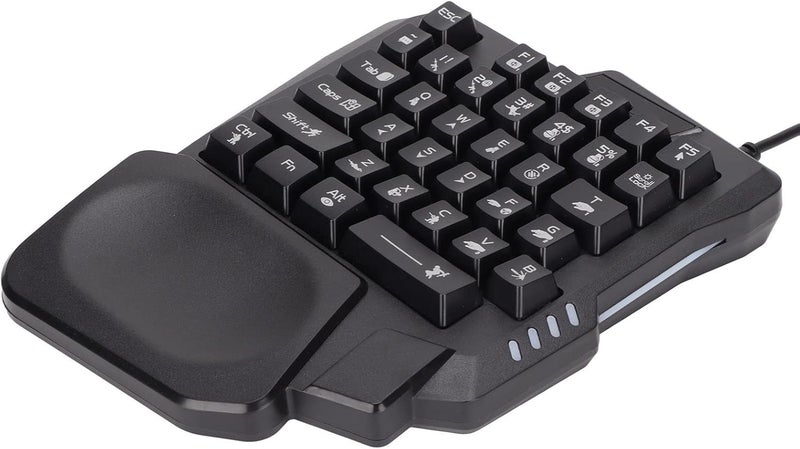 كلاراكو لوحة مفاتيح ألعاب 35 مفتاحًا بيد واحدة، لوحة مفاتيح ألعاب مقاومة للماء بإضاءة خلفية ثلاثية الألوان، تصميم غير قابل للانزلاق للعب على الكمبيوتر المحمول - Image 1