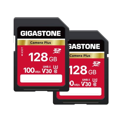 GIGASTONE 128GB SD Card 2-Pack, Camera Plus, UHS-I U3 Class 10 SDXC Memory Card Full HD Video for Canon Digital Camera, Full-Sized SD Card, with 2 mini case - Image 1