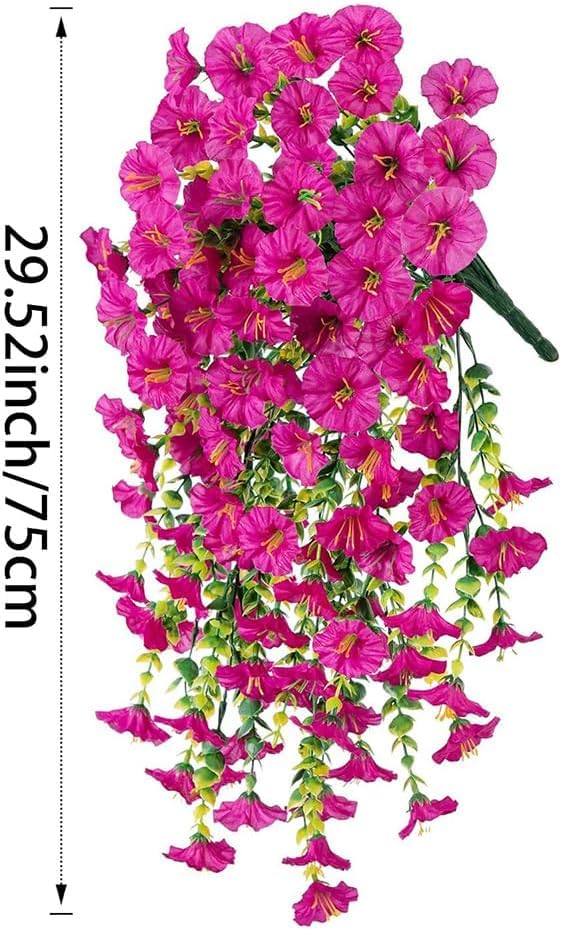 VRB Dec 2 Pcs Artificial Daisy Greenery Hanging Fern Plants Vines Fake Ivy Hanging Flowers Vine Wall Hanging for Home Decor,Wall,Balcony Decoration. (2, Pink Daisy Fern Hanging) - Image 2