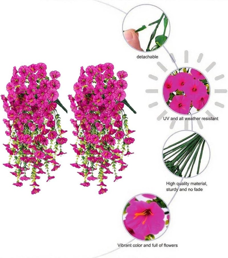 VRB Dec 2 Pcs Artificial Daisy Greenery Hanging Fern Plants Vines Fake Ivy Hanging Flowers Vine Wall Hanging for Home Decor,Wall,Balcony Decoration. (2, Pink Daisy Fern Hanging) - Image 3