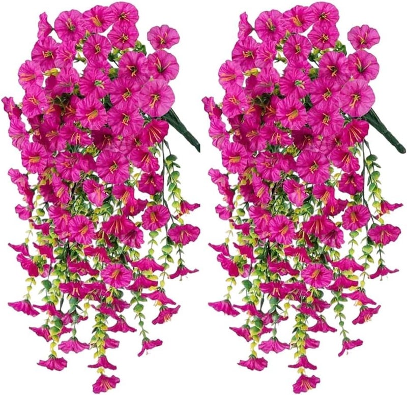 VRB Dec 2 Pcs Artificial Daisy Greenery Hanging Fern Plants Vines Fake Ivy Hanging Flowers Vine Wall Hanging for Home Decor,Wall,Balcony Decoration. (2, Pink Daisy Fern Hanging) - Image 1