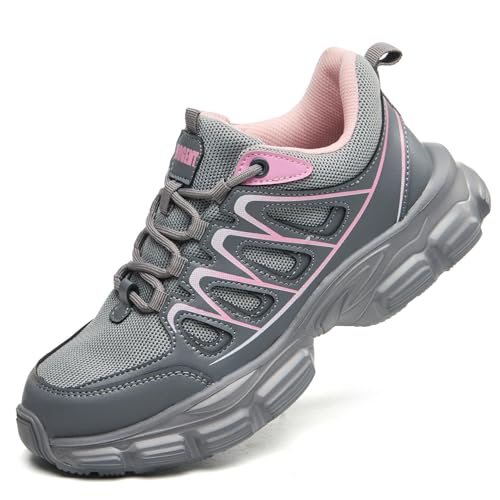 Hogent Steel Toe Shoes for Women Men Wide Non Slip Composite Work Sneakers Indestructible Comfortable Safety Tennis Shoes Lightweight Breathable Construction Sneakers Puncture Proof Ergonomic Design - Image 1