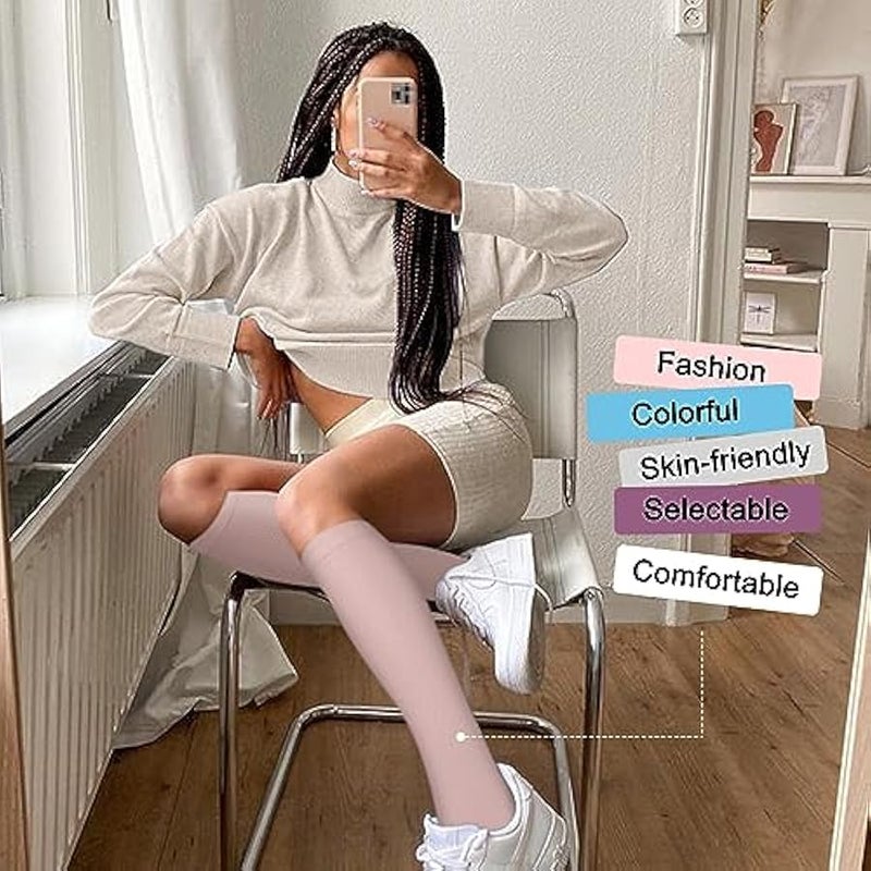 ايزدو جوارب ضغط طبية للدورة الدموية للنساء والرجال من 4 قطع، الافضل للجري والممرضات، 02-اسود/ رمادي/ ابيض/ بينك، مقاس Large-X-Large - Image 4
