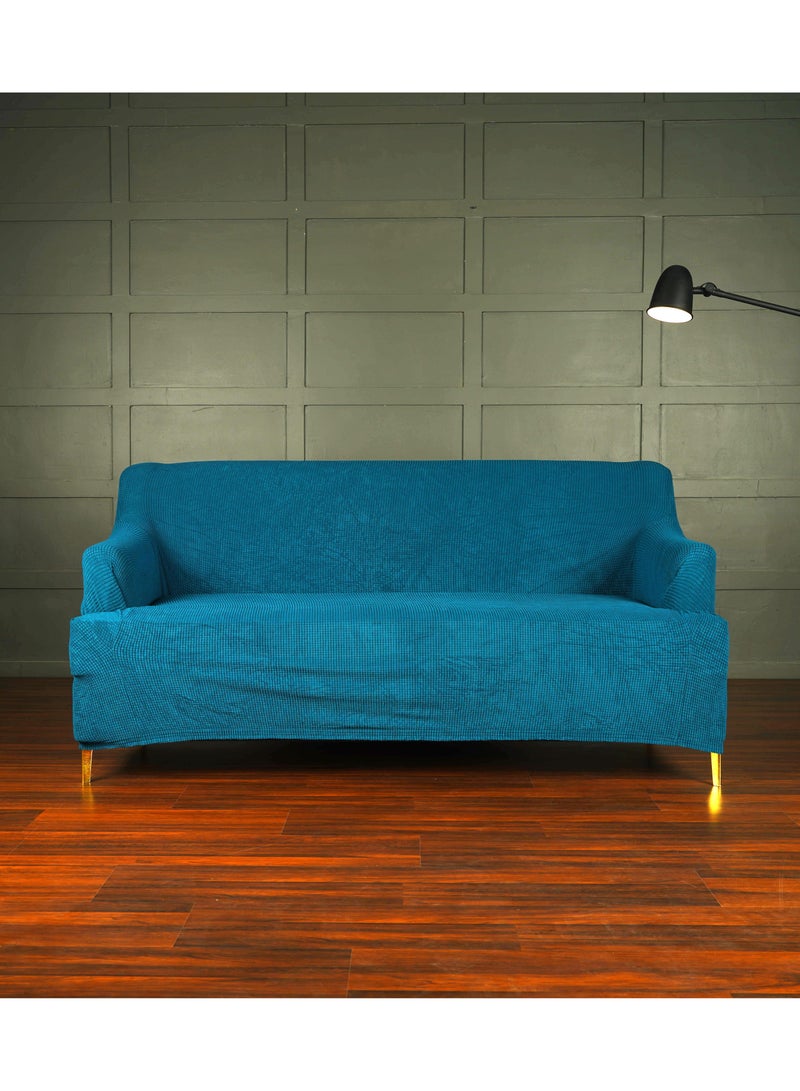 two seater sofa cover blue color luxury fabric - Stretchy - soft and thick - non-slip - home wash and tuck - box include cork to fix the cover - covers from 150 to 180 cm - sofa zone brand - Image 3