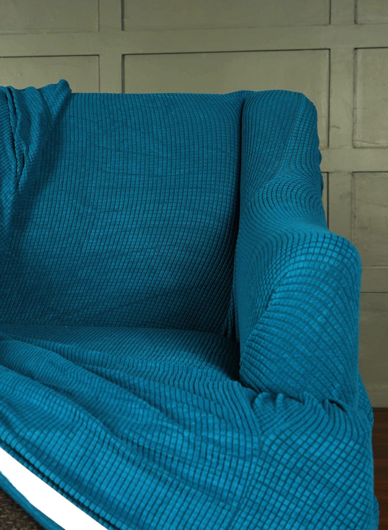 two seater sofa cover blue color luxury fabric - Stretchy - soft and thick - non-slip - home wash and tuck - box include cork to fix the cover - covers from 150 to 180 cm - sofa zone brand - Image 5