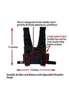 Y&D Chest Bag, Bag Shoulder Holster Radio Harness Front Pack Pouch Vest Rig Two Way Walkie Talkie with Pouch, Black  - Image 4