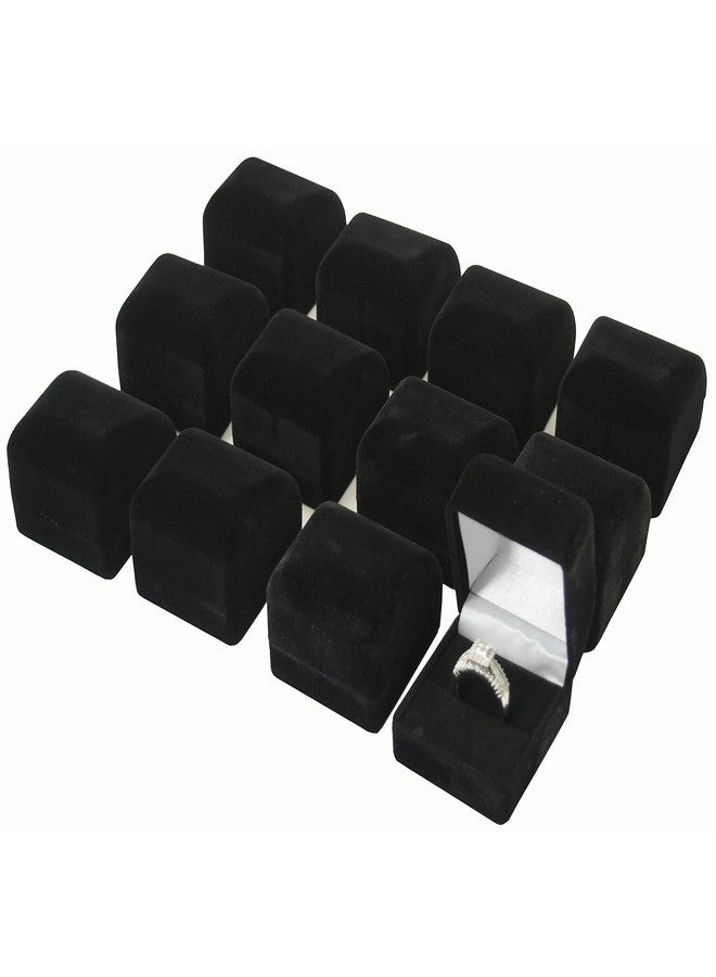 FindingKing 12 Black Flocked Ring Gift Boxes Jewelry Displays - Image 3
