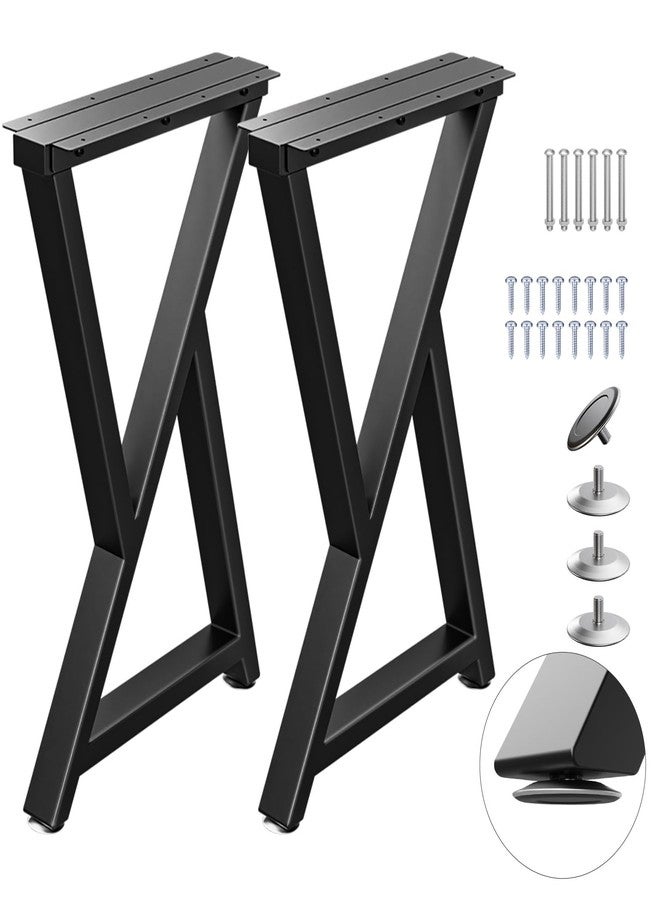 TOCRETOARE Table Legs 16”H x 12”W, Heavy Duty Metal DIY Furniture Legs for Dining Desk Bench and Coffee Table, Industrial Black Table Legs, Set of 2, SH16W12Z - Image 1