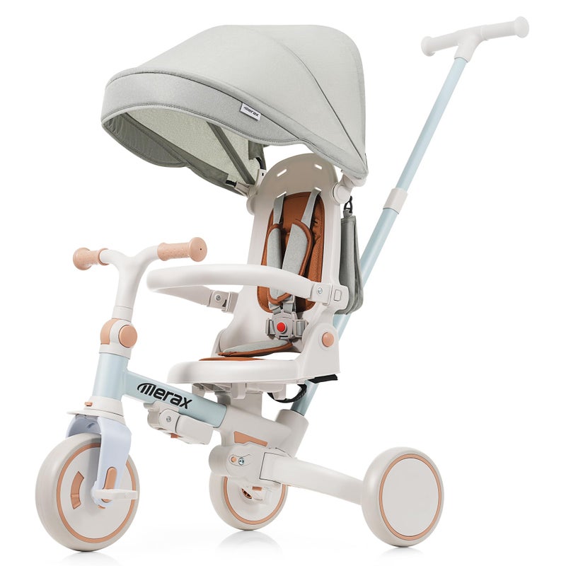 Merax 7-in-1 All-Terrain Kids Tricycle Stroller Foldable Toddler Tricycle with Adjustable Push Handle - Image 1