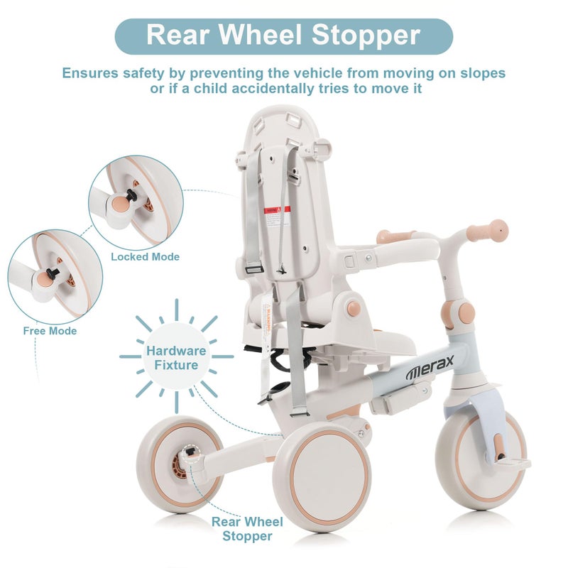 Merax 7-in-1 All-Terrain Kids Tricycle Stroller Foldable Toddler Tricycle with Adjustable Push Handle - Image 2