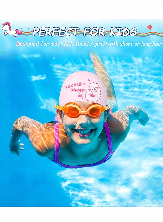 JIAROU 2 Pieces Cute Puppy Silicone Swim Cap for Kids — Suitable for girls and toddlers aged 2–14，waterproof design，unisex， suitable for both long and short hair - Image 5