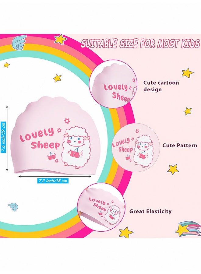 JIAROU 2 Pieces Cute Puppy Silicone Swim Cap for Kids — Suitable for girls and toddlers aged 2–14，waterproof design，unisex， suitable for both long and short hair - Image 2