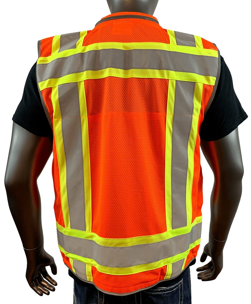 REXZUS A Reflective Safety Vest For mens Class 2 Heavy Woven Two Tone Engineer Hi Viz Safety Vest 3M Tape (Orange, XX-Large) - Image 3