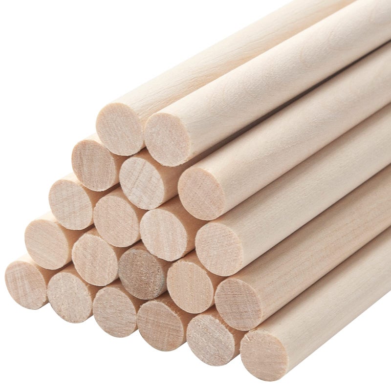 20 PCS Wooden Dowel Rods Wood Macrame Dowels 12x 12 inch Round Wooden Sticks for Crafts Unfinished Hardwood Sticks for Arts and DIYers Crafting Tiered Cake Support and Wedding Ribbon Wands
