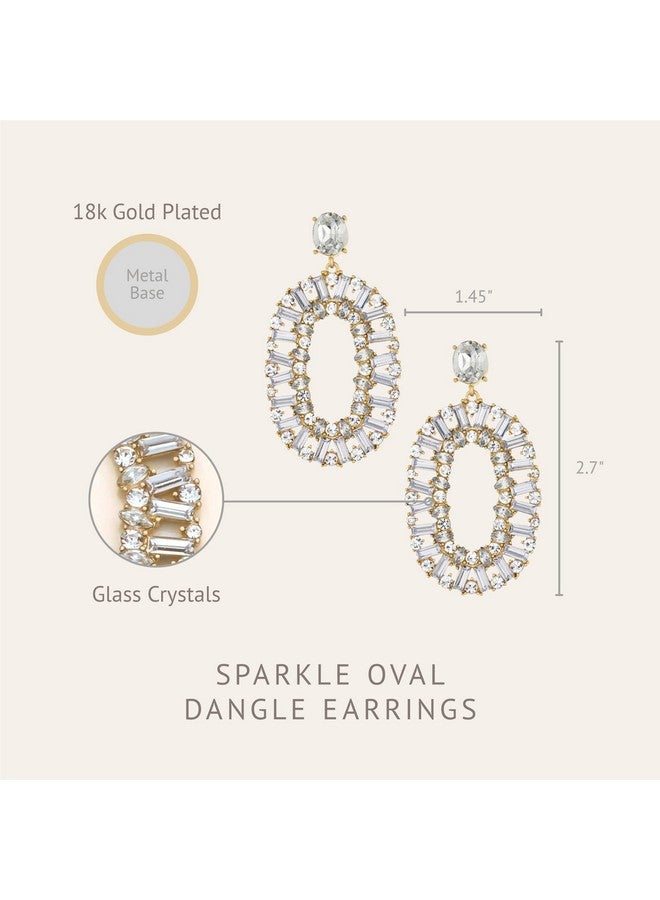 Ettika Gold Earrings. Womens Dangle Earrings, Sparkle Oval 18K Gold Plated And Crystals Earrings. Jewelry Birthday Gifts For Women - Image 3