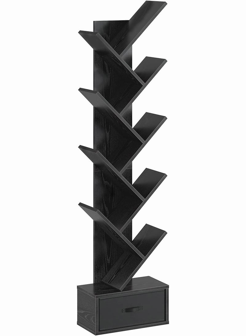 تشولوفز حامل شجرة مع أدراج، 8 أرفف، رف تخزين للأقراص المضغوطة/الأفلام/الكتب، رف سلم، غرفة المعيشة/غرفة النوم/المكتب المنزلي - Image 1