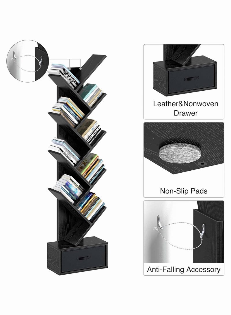 تشولوفز حامل شجرة مع أدراج، 8 أرفف، رف تخزين للأقراص المضغوطة/الأفلام/الكتب، رف سلم، غرفة المعيشة/غرفة النوم/المكتب المنزلي - Image 4