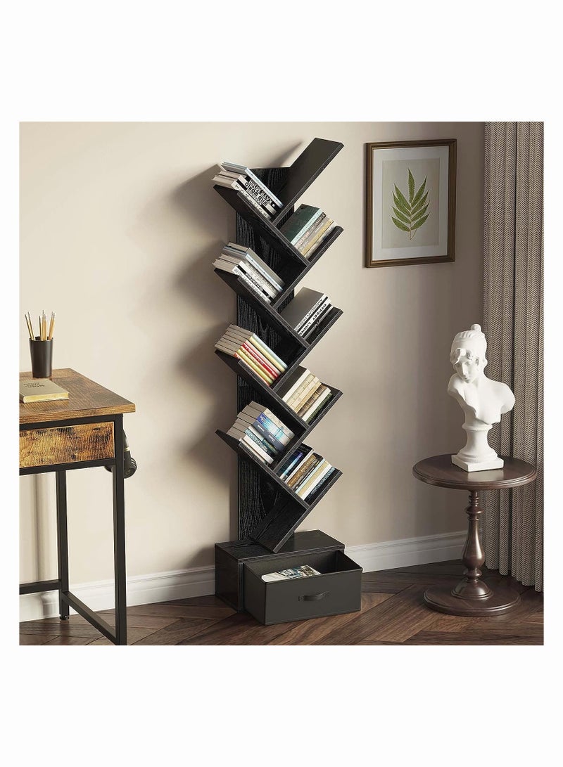 تشولوفز حامل شجرة مع أدراج، 8 أرفف، رف تخزين للأقراص المضغوطة/الأفلام/الكتب، رف سلم، غرفة المعيشة/غرفة النوم/المكتب المنزلي - Image 5