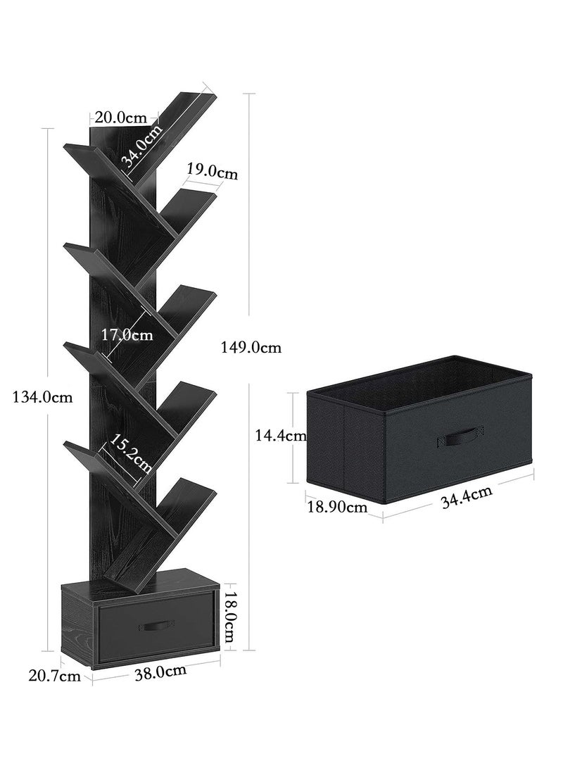 تشولوفز حامل شجرة مع أدراج، 8 أرفف، رف تخزين للأقراص المضغوطة/الأفلام/الكتب، رف سلم، غرفة المعيشة/غرفة النوم/المكتب المنزلي - Image 3