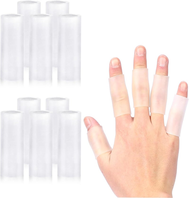salbsever 10 Pcs Finger Sleeves Protectors Silicone Finger Protectors Silicone Finger Sleeve Finger Covers Cushions and Protects Gel Rubber Finger Shields Provide Relief for Cracked Finger - Image 1