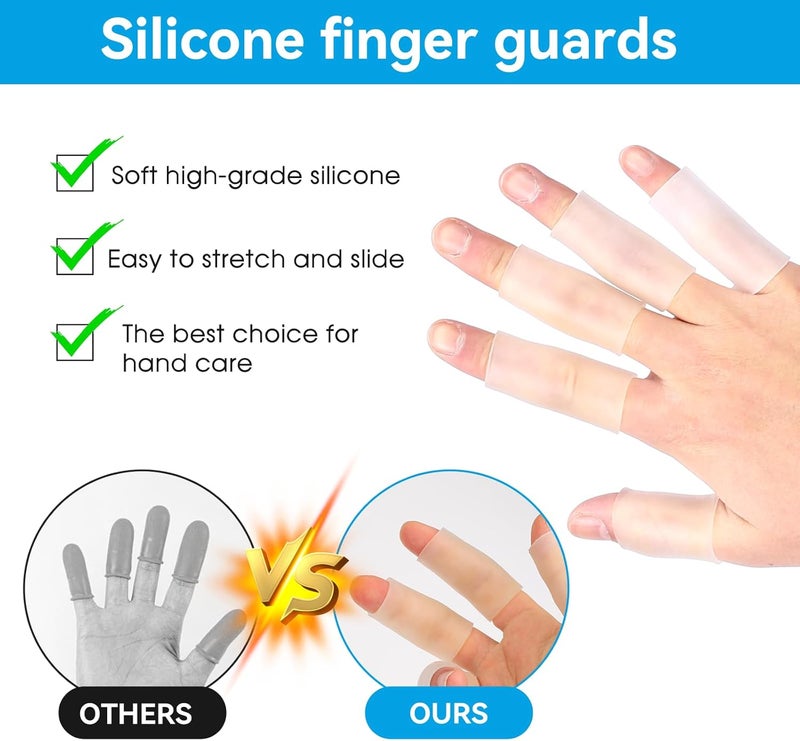 salbsever 10 Pcs Finger Sleeves Protectors Silicone Finger Protectors Silicone Finger Sleeve Finger Covers Cushions and Protects Gel Rubber Finger Shields Provide Relief for Cracked Finger - Image 3