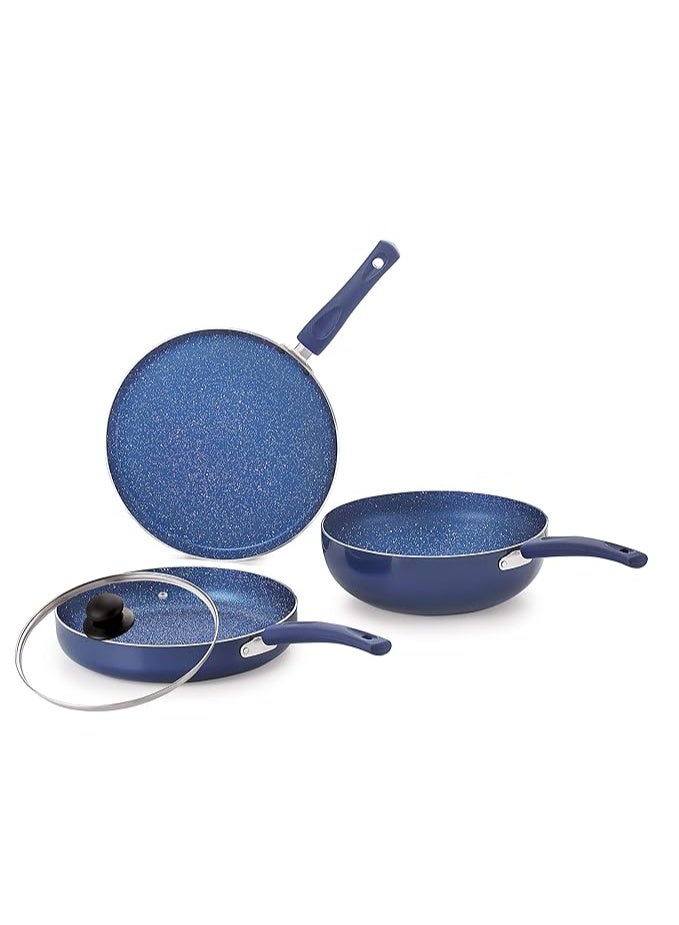 NIRLON Woody Non Stick Dishwasher Safe Aluminium Cookware Set (Compatible with Induction, Gas & stovetops Only) - Image 1