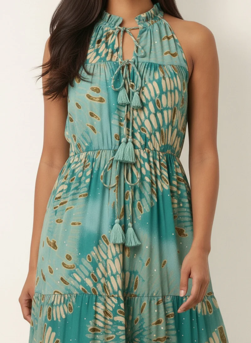 بلو فانيلا Diamante Tiered Tie Front Dress