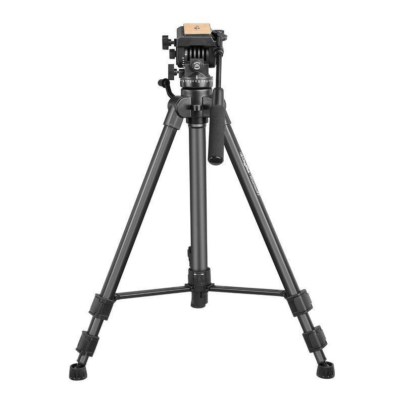 Digitek ® (DPTR 880 PRO) (165 CM) Platinum Aluminum Light Weight Tripod, with Fluid Video Head, for DSLR & Video Cameras, Maximum Operating Height: 5.90 Feet, Maximum Load : 6 kgs (Black) - Image 1