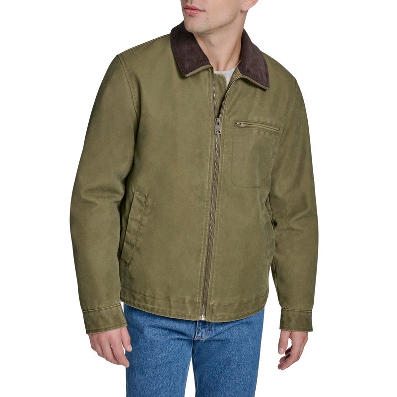 Levi's Men's Cotton Depot Jacket with Corduroy Collar, Light Olive Wax Look, Large - Image 1