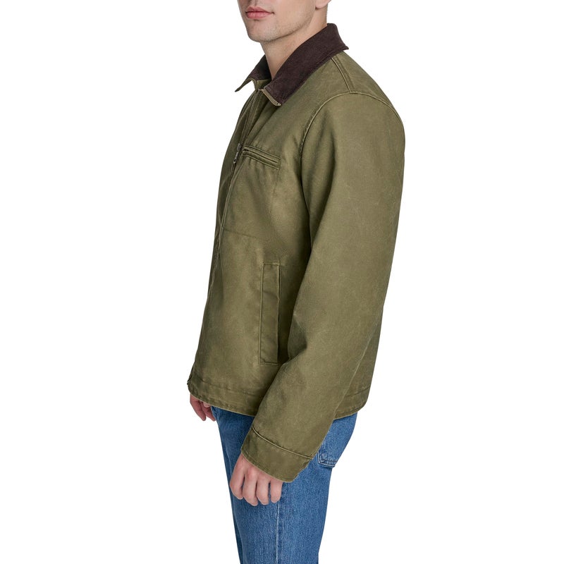 Levi's Men's Cotton Depot Jacket with Corduroy Collar, Light Olive Wax Look, Large - Image 3