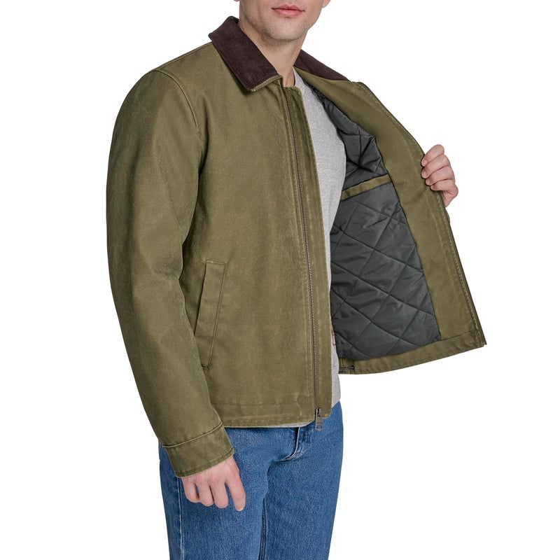 Levi's Men's Cotton Depot Jacket with Corduroy Collar, Light Olive Wax Look, Large - Image 2
