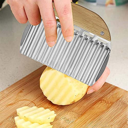 Trifecta Potato Slicing Knife, Wavy Blade Knife, Wave French Fries Slicer, Stainless Steel French Fries Cutter Kitchen Tools for Vegetable - Image 2