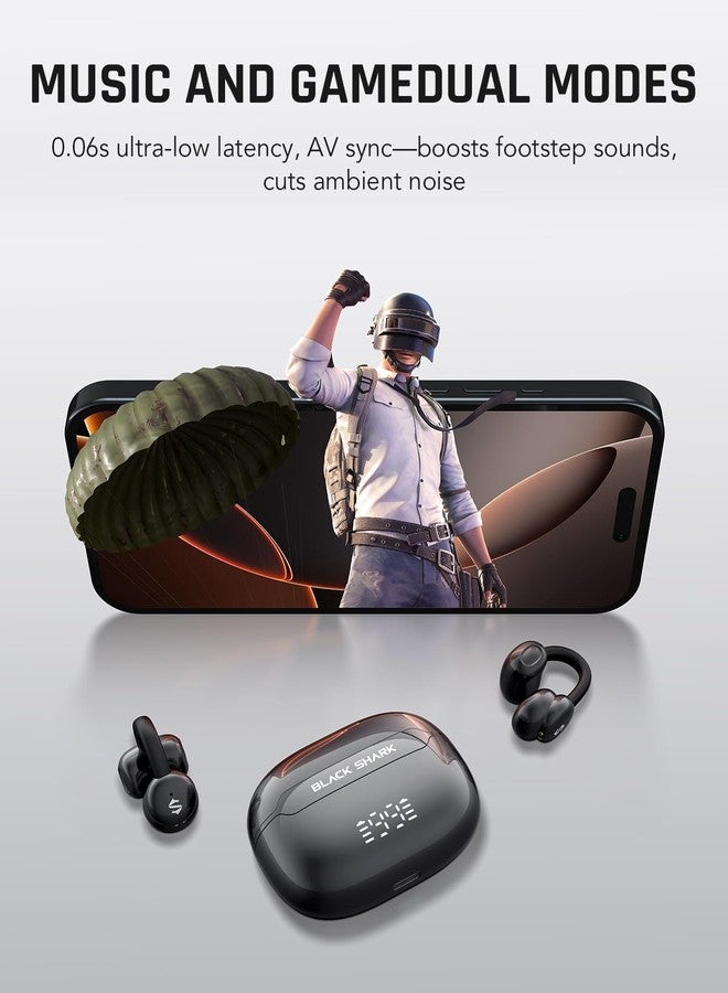 BLACK SHARK سماعات أذن بلاك شارك القابلة للتعليق، سماعات أذن مفتوحة، أوضاع مزدوجة للموسيقى والألعاب، تصميم خفيف الوزن 5g وعرض رقمي، مكالمات واضحة DNN، 50 ساعة من وقت التشغيل، ملائمة مريحة للرياضة، الجري، التمارين - Image 5