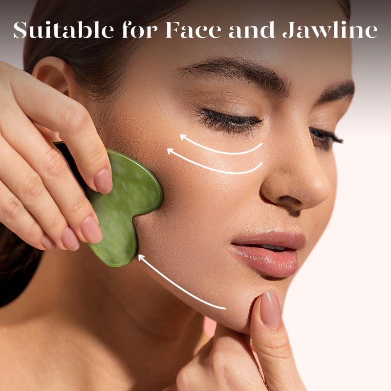 BAIMEI IcyMe Gua Sha Facial Tools Face Massager for Skin Care, Relaxation and Reduce Wrinkles Puffiness Skin Care Tools, Self Care Gift for Men Women - Xiuyan Jade - Image 3