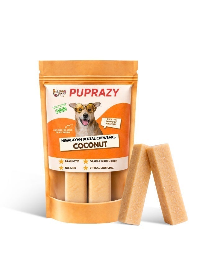PUPRAZY Yak Cheese Himalayan Dog Chew Bars- Coconut Flavor| All natural, Long-lasting Veg Dental dog treat Antioxidant bone - Image 1