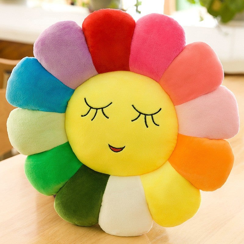 Cute Colorful Sunflower Plush Cushion Toy with Expressions - Image 2