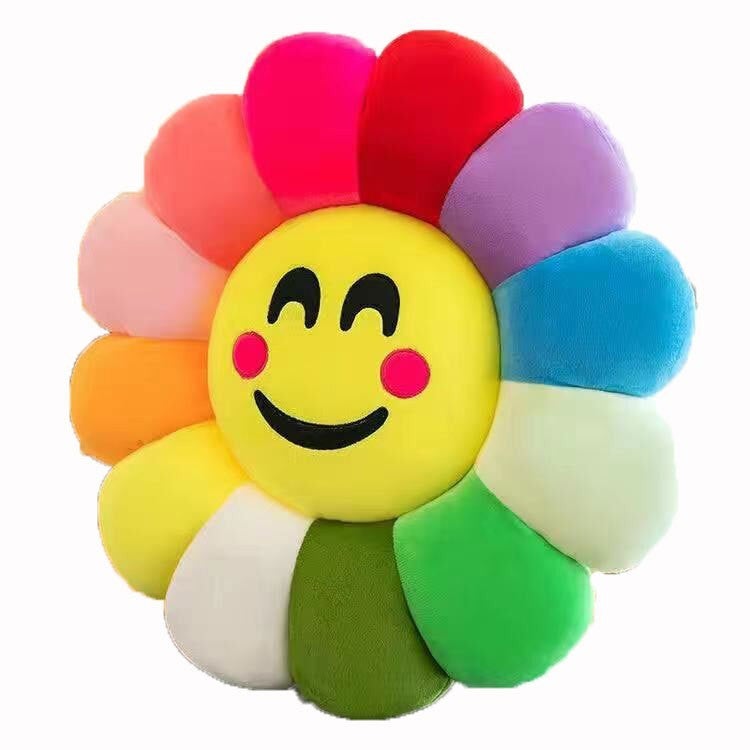 Cute Colorful Sunflower Plush Cushion Toy with Expressions - Image 5
