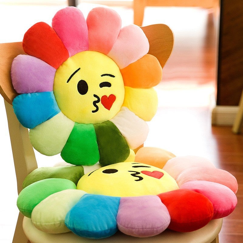 Cute Colorful Sunflower Plush Cushion Toy with Expressions - Image 3