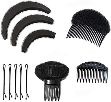 Quupy 1Set Hair Styling Accessories Kit Bump It Up Volume Hair Base Pads Hair Comb Hairpins Ponytail Roller Rings Bun Maker Holder for Women Girls - Image 1
