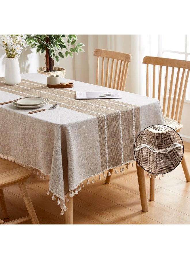 سوفام مفارش المائدة، قطع قماش المائدة اللاذع، غطاء المائدة الخالي من التجاعيد مضاد للبهتان، زخرفة غطاء الطاولة الخاصة بعيد الميلاد في المطبخ (مستطيل/مستطيل، 55 بوصة 80 بوصة، 6-8 مقاعد، قهوة خفيفة) - Image 1