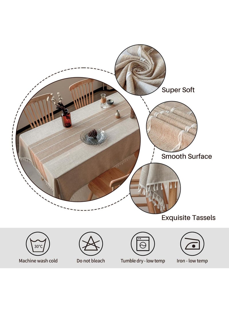 سوفام مفارش المائدة، قطع قماش المائدة اللاذع، غطاء المائدة الخالي من التجاعيد مضاد للبهتان، زخرفة غطاء الطاولة الخاصة بعيد الميلاد في المطبخ (مستطيل/مستطيل، 55 بوصة 80 بوصة، 6-8 مقاعد، قهوة خفيفة) - Image 5