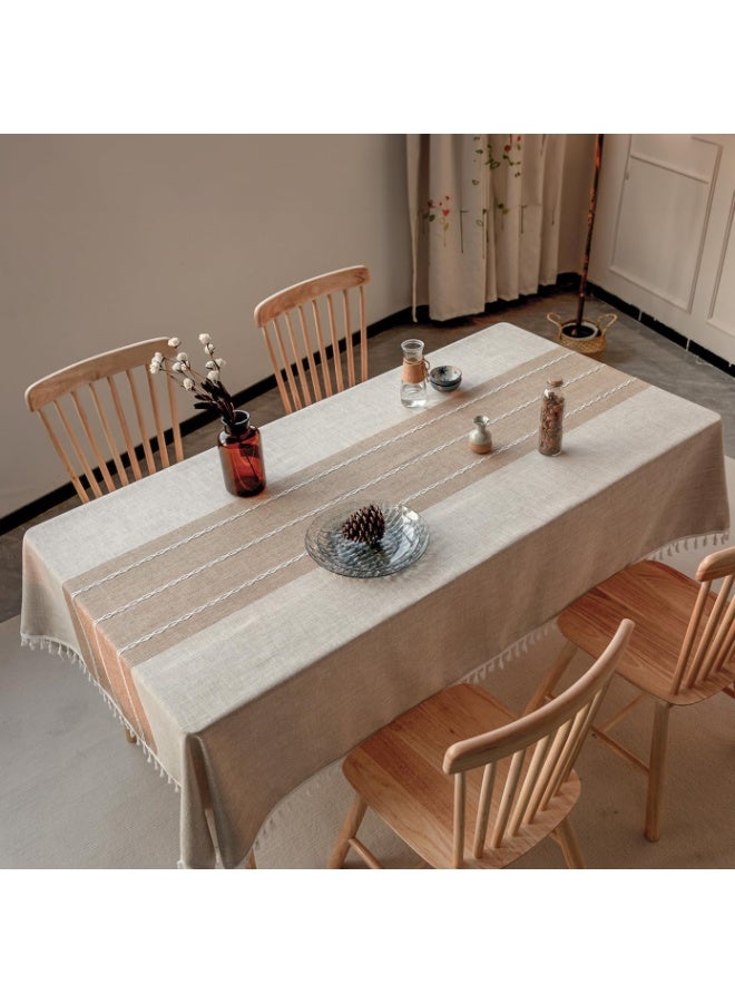 سوفام مفارش المائدة، قطع قماش المائدة اللاذع، غطاء المائدة الخالي من التجاعيد مضاد للبهتان، زخرفة غطاء الطاولة الخاصة بعيد الميلاد في المطبخ (مستطيل/مستطيل، 55 بوصة 80 بوصة، 6-8 مقاعد، قهوة خفيفة) - Image 2