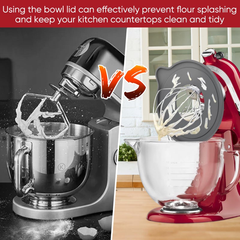 Kltchonald Tilt-Head Stand Mixer Glass Bowl, 5 QT,Compatible with Kitchenaid Artisan&Classic Series,Glass Bowl with Lid,Mixer Bowl Cover to Prevent Spilling of Ingredients,Contemporary with Grey Lid - Image 5