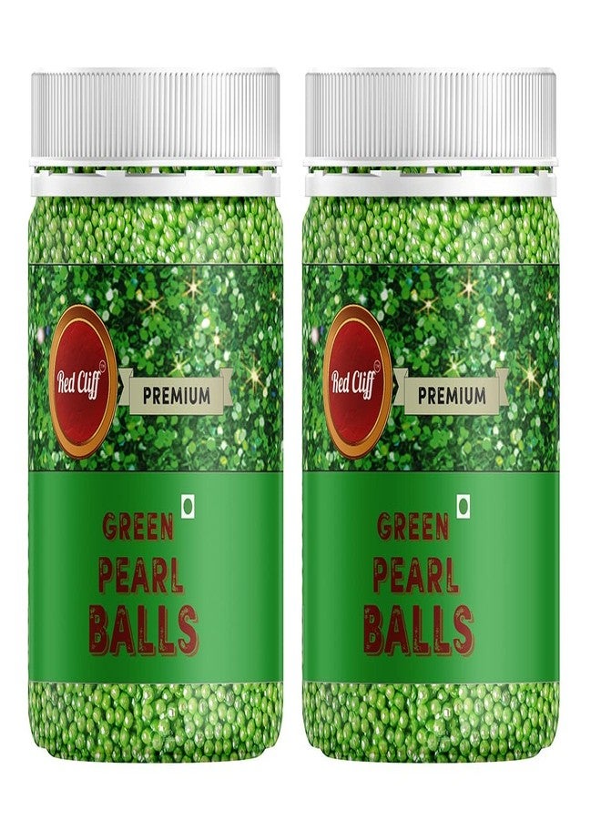 RED CLIFF Pearl Balls | Small Sized Pearls Ideal for Cake Decoration & Garnishing 350g (Pack of 2) (Green) - Image 1
