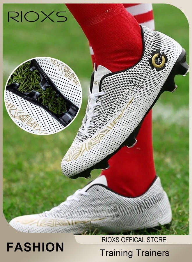 RIOXS Men's Soccer Shoes Professional Competition Football Boots Training Boy's Outdoor Non-Slip Sneakers For Kids, Teenagers Adults, Men's Athlesiure Trainers, Unisex-Child Soccer Cleats Lightweight and Breathable Training Football Shoes for Youth  - Image 1